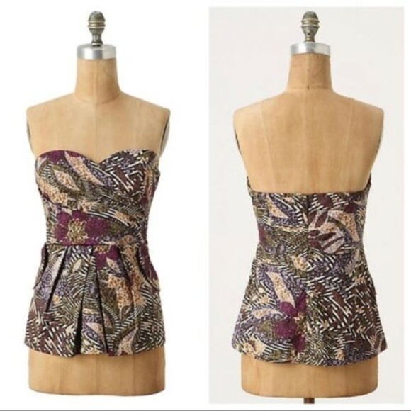 Fei Anthropologie Pesisir Batik Pleated Peplum Top - Picture 1 of 7